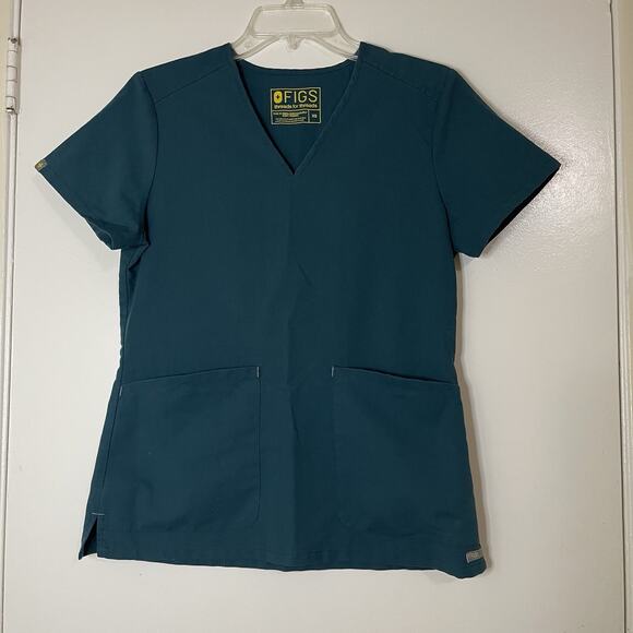 FIGS short sleeve vneck 2 pocket medical scrub top blue Green XS - Picture 1 of 5